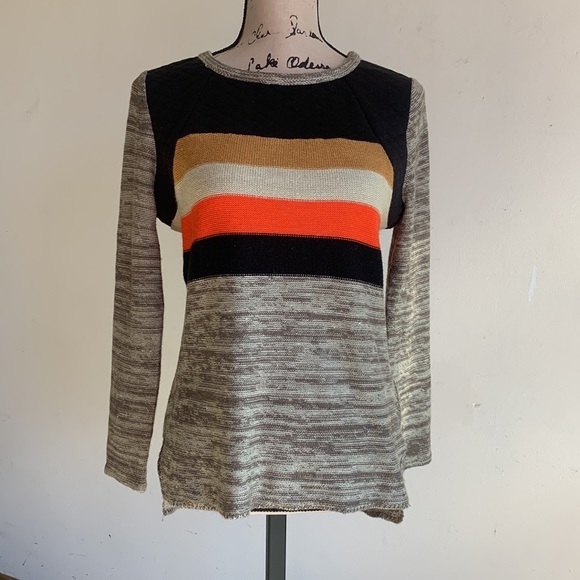 THML Sweaters - THML Striped Quilted Crew Neck Sweater